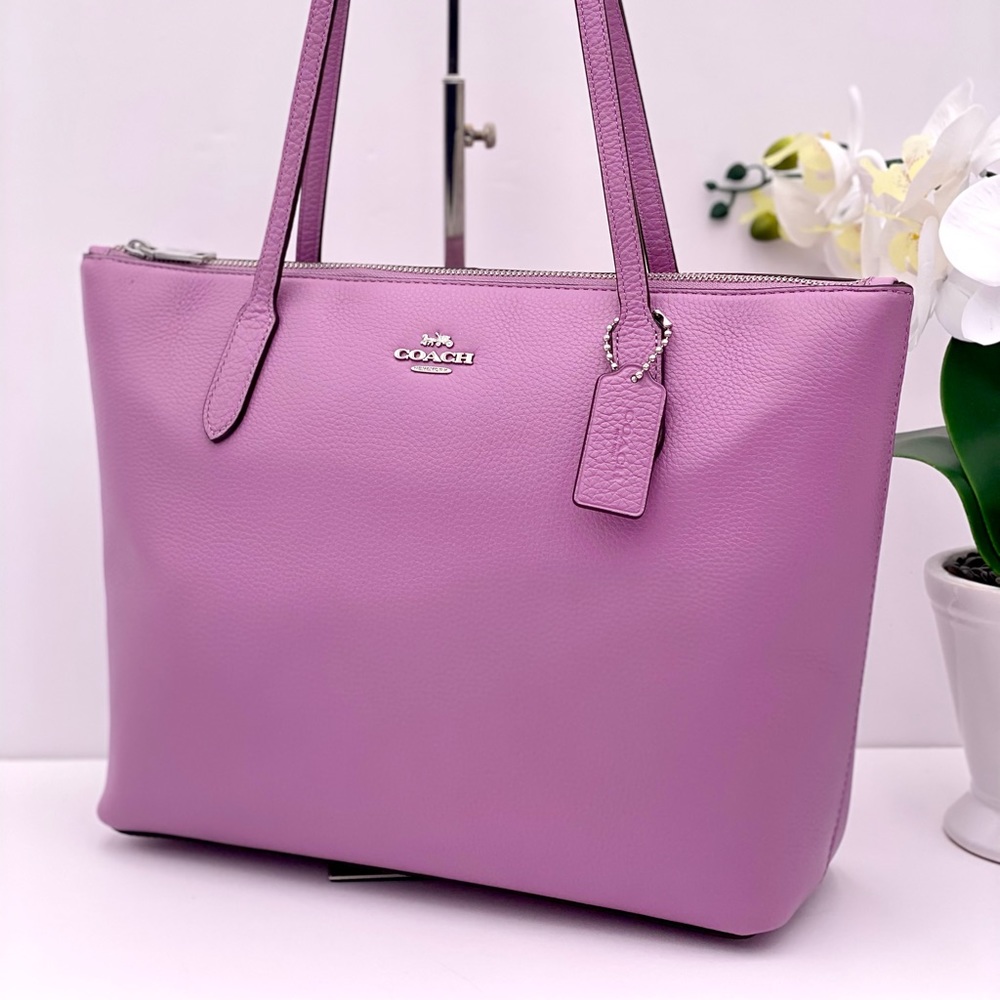 SV/ Violet Orchid Coach Leather Tote Bag